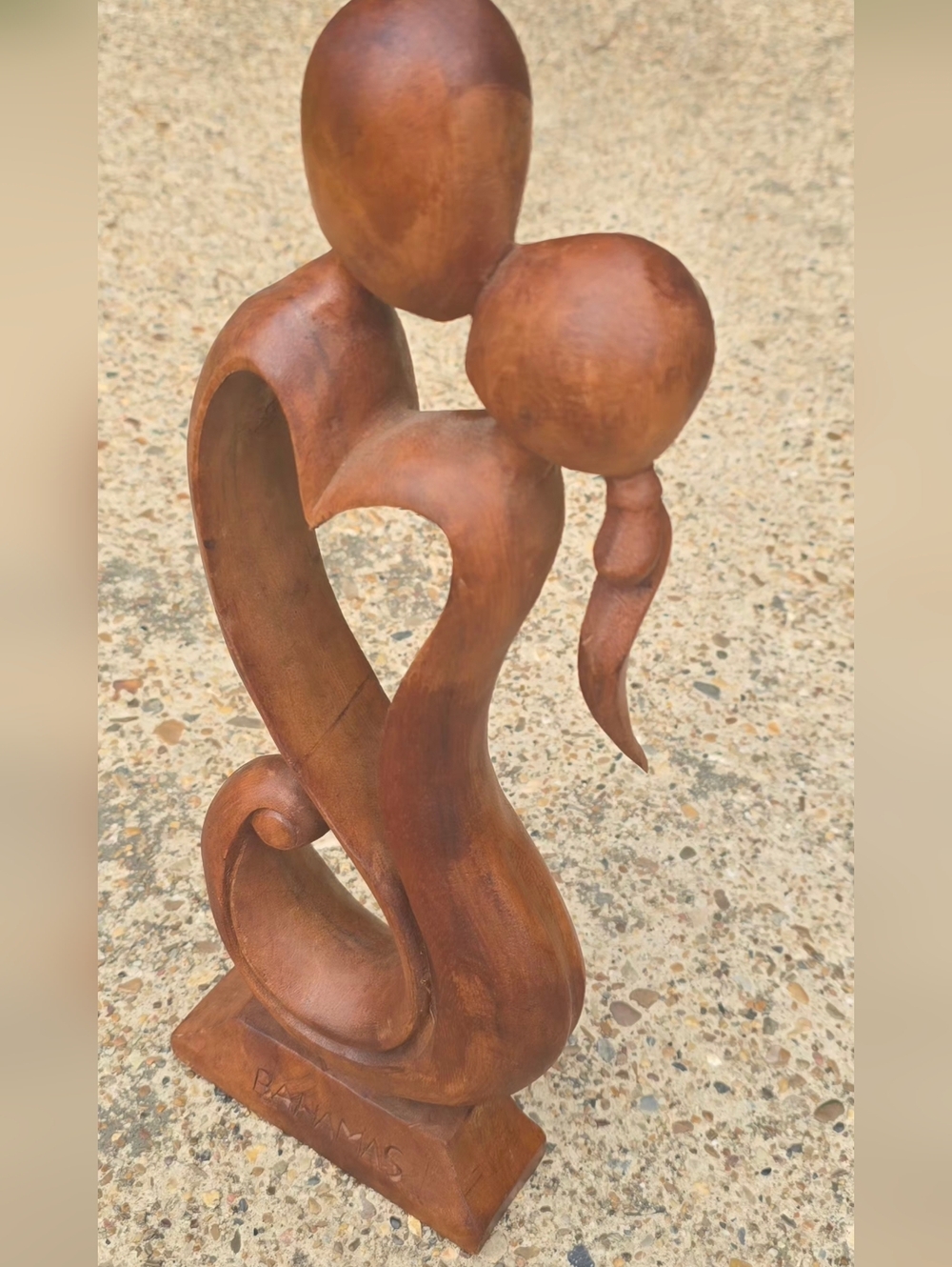 Hand-Carved Wooden Heart Sculpture - Brown Decorative Art